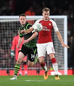 Arsenal V Doncaster Rovers - Carabao Cup 2017-18 Prints: Holding vs Mandeville: A Carabao Cup Battle at Arsenal's Emirates Stadium