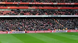Arsenal v Fulham 2013-14 Collection: Huawei ad boards. Arsenal 2: 0 Fulham. Barclays Premier League. Emirates Stadium, 18 / 1 / 14