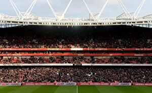 Images Dated 18th January 2014: Huawei ad boards. Arsenal 2: 0 Fulham. Barclays Premier League. Emirates Stadium, 18 / 1 / 14