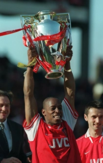 Ian Wright (Arsenal) lifts the Premiership Trophy. Arsenal v Everton Ian Wright (Arsenal) lifts the Premiership Trophy. Arsenal v Everton