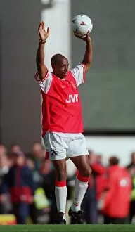 Ian Wright (Arsenal) with the match ball