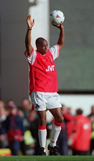 Ian Wright (Arsenal) with the match ball