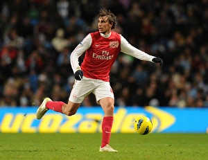 Manchester City V Arsenal 2011-12 Prints: Ignasi Miquel Faces Manchester City: Arsenal vs. Manchester City, Premier League 2011-12