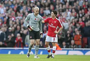 Arsenal V Manchester United 2008-09 Prints: Injured Arsenal Goalkeeper Almunia Exits Field Against Manchester United