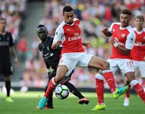 Arsenal V Liverpool 2016-17 Prints: Intense Battle: Coquelin vs. Mane at Arsenal vs. Liverpool (2016-17)