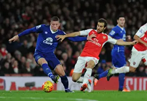 Arsenal V Everton 2015/16 Prints: Intense Battle: Flamini Tackles Barkley - Arsenal vs. Everton Premier League Clash