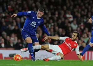Arsenal V Everton 2015/16 Prints: Intense Battle: Flamini Tackles Barkley - Arsenal vs. Everton Premier League Clash