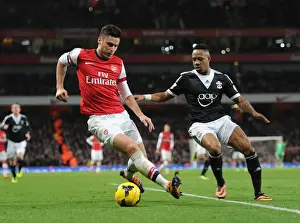 Arsenal V Southampton 2013-14 Prints: Intense Battle: Giroud vs Clyne - Arsenal vs Southampton, Premier League 2013-14