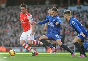 Arsenal Everton 2014-15 Prints: Intense Battle: Giroud vs Stones & Garbutt - Arsenal vs Everton, Premier League 2015
