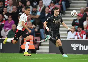 Southampton V Arsenal 2022-23 Prints: Intense Battle: Kieran Tierney vs Mo Elyounoussi in Southampton vs Arsenal Premier League Clash