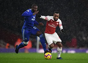 Arsenal V Cardiff City 2018-19 Prints: Intense Battle: Lacazette vs. Bamba - Arsenal vs. Cardiff Premier League Clash