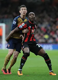 Intense Battle: Laurent Koscielny vs Benik Afobe at Bournemouth's The Vitality Stadium (Arsenal vs Bournemouth 2015-16)