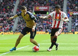 Sunderland V Arsenal 2015-16 Prints: Intense Battle: Mesut Ozil vs. Patrick van Aanholt at Sunderland's Stadium of Light (Arsenal vs)