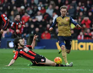 Bournemouth V Arsenal 2015-16 Prints: Intense Battle: Monreal vs. Arter - Bournemouth vs. Arsenal Premier League Clash, 2016