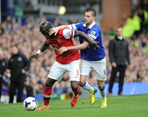 Everton Prints: Intense Battle: Sagna vs. Mirallas - Everton vs. Arsenal, Premier League 2013/14