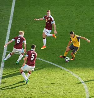 Burnley V Arsenal 2016-17 Prints: Intense Battle: Sanchez vs. Burnley's Defenders - Sanchez Under Pressure (2016-17)