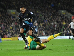 Norwich City V Arsenal 2015-16 Prints: Intense Clash: Alexis Sanchez vs. Ryan Bennett, Premier League 2015-16