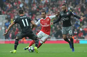 Arsenal V Southampton 2016-17 Prints: Intense Clash: Cazorla vs Tadic & Redmond - Arsenal vs Southampton (2016-17)
