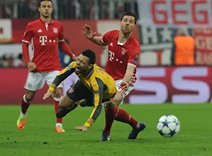 Bayern Munich V Arsenal 2016-17 Prints: Intense Clash: Coquelin Fouls Alonso - Bayern Munich vs Arsenal UCL Showdown (2016-17)