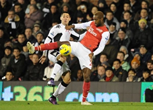 Fulham V Arsenal 2011-12 Prints: Intense Clash: Djourou vs. Dempsey, Arsenal vs. Fulham, Premier League, 2012