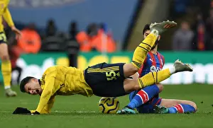 Intense Clash: Gabriel Martinelli Fouls by Tomkins in Arsenal vs. Crystal Palace, Premier League 2019-2020