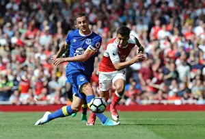 Arsenal V Everton 2016-17 Prints: Intense Clash: Phil Jagielka Fouls Alexis Sanchez (Arsenal vs. Everton, 2016-17)