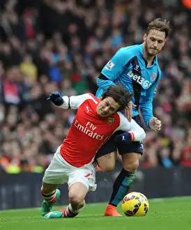 Arsenal V Stoke City 2014-15 Prints: Intense Clash: Rosicky Fouls by Arnautovic (2014-15) - Arsenal vs Stoke