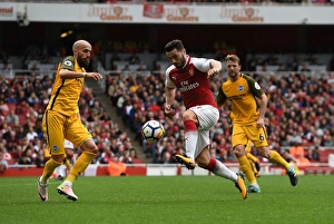 Arsenal V Brighton And Hove Albion 2017-18 Prints: Intense Clash: Sead Kolasinac vs