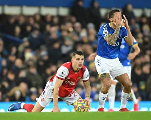 Everton V Arsenal 2020-21 Prints: Intense Clash: Xhaka Fouls Allan - Everton vs. Arsenal Premier League (2020-21)