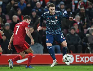 Intense Face-Off: Calum Chambers vs. James Milner - Carabao Cup Semi-Final Showdown Between Arsenal and Liverpool