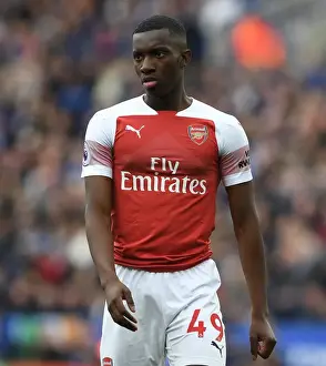 Leicester City V Arsenal 2018-19 Prints: Intense Face-off: Eddie Nketiah vs Leicester City in the Premier League Clash