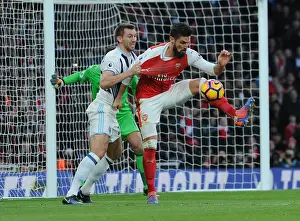 Arsenal V West Bromwich Albion 2016-17 Prints: Intense Face-Off: Giroud vs. McAuley in Arsenal's Premier League Battle