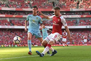 Arsenal V Burnley 2017-18 Prints: Intense Face-Off: Ramsey vs. Long - Arsenal's Premier League Battle