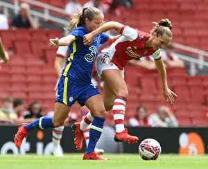 Arsenal Women V Chelsea Women - Mind Series 2021-22 Prints: Intense Pre-Season Clash: Arsenal Women vs. Chelsea Women - Lia Walti Fouls Guro Reiten