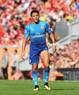 Liverpool V Arsenal 2017-18 Prints: Intense Rivalry: Alexis Sanchez in the Premier League Showdown (2017-18) - Liverpool vs Arsenal