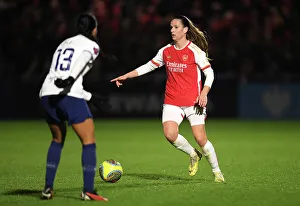 Intense Rivalry: Arsenal Women vs. Tottenham Hotspur Women in FA WSL Cup Clash - Laia Codina Stands Firm Against Asmita Ale's Pressure