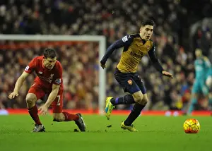 Liverpool V Arsenal 2015-16 Prints: Intense Rivalry: Bellerin vs Milner - Liverpool vs Arsenal, Premier League 2015-16