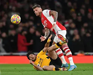 Intense Rivalry: Ben White vs. Raul Jimenez - Arsenal vs. Wolverhampton Wanderers Premier League Showdown