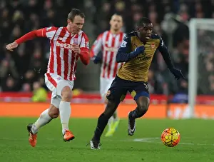 Stoke City V Arsenal 2015-16 Prints: Intense Rivalry: Campbell vs. Whelan at Stoke City vs. Arsenal (2015-16)