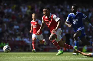 Arsenal V Leicester City 2022-23 Prints: Intense Rivalry: Gabriel Jesus vs Jonny Evans Tackle in Arsenal vs Leicester Premier League Clash