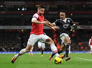 Arsenal V Southampton 2013-14 Prints: Intense Rivalry: Giroud vs. Clyne - Arsenal vs