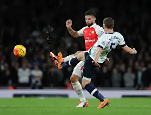Arsenal V Tottenham Hotspur 2015-16 Prints: Intense Rivalry: Giroud vs. Vertonghen Battle at the Emirates (2015-16) - Arsenal vs