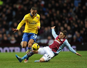 Aston Villa V Arsenal 2013-14 Prints: Intense Rivalry: Kieran Gibbs vs. Matthew Lowton at Villa Park