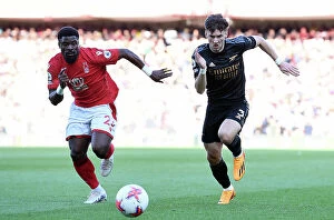 Images Dated 20th May 2023: Intense Rivalry: Kieran Tierney vs. Serge Aurier - Arsenal vs. Nottingham Forest Showdown