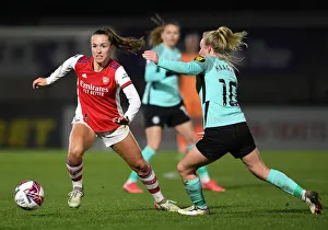Arsenal Women V Brighton And Hove Albion Women 2021-22 Prints: Intense Rivalry: Lia Walti vs Inessa Kaagman Battle at Arsenal Women vs Brighton Hove Albion FA WSL Clash