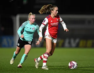Arsenal Women V Brighton And Hove Albion Women 2021-22 Prints: Intense Rivalry: Lia Walti vs Inessa Kaagman Clash at Arsenal Women vs Brighton Hove Albion FA WSL Match