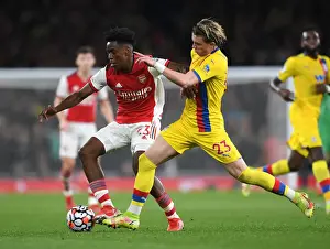 Arsenal V Crystal Palace 2021-22 Prints: Intense Rivalry: Lokonga vs. Gallagher Duel at Emirates Stadium - Arsenal vs