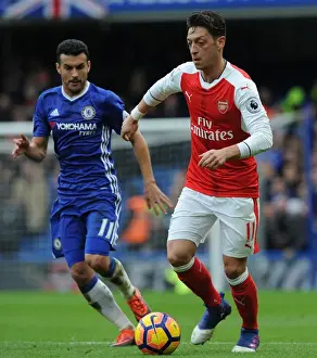 Intense Rivalry: Ozil vs Pedro - A Football Battle at Stamford Bridge, Premier League 2016-17