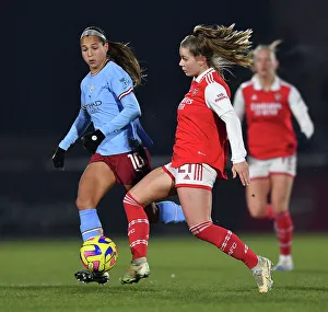 Arsenal Women V Manchester City Women - Conti Cup 2022-23 Prints: Intense Rivalry: Pelova vs. Castellanos - Arsenal vs
