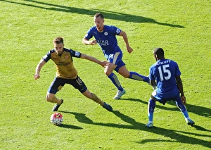 Leicester City V Arsenal 2015/16 Prints: Intense Rivalry: Ramsey vs Drinkwater & Schlupp